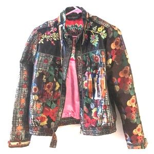 Desigual multicolor patchwork embroidered coat